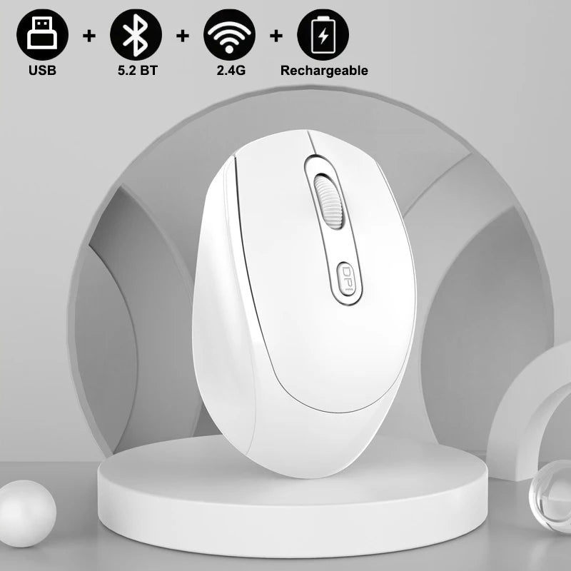 Rechargeable Bluetooth-compatible Wireless Mouse 2.4G Optical Mice with USB RGB 1600DPI Mouse for Computer Laptop PC Mute Mause