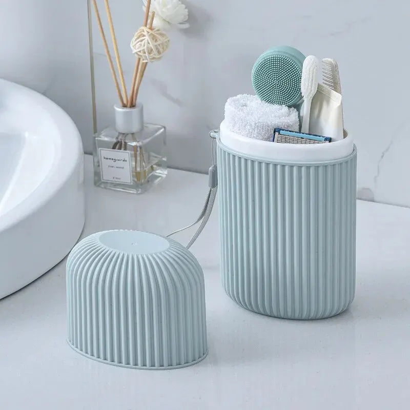 Travel Mouthwash Cup Portable Cute Essential for Business Trips Toothbrush Case with Lid Multifunctional Storage Set