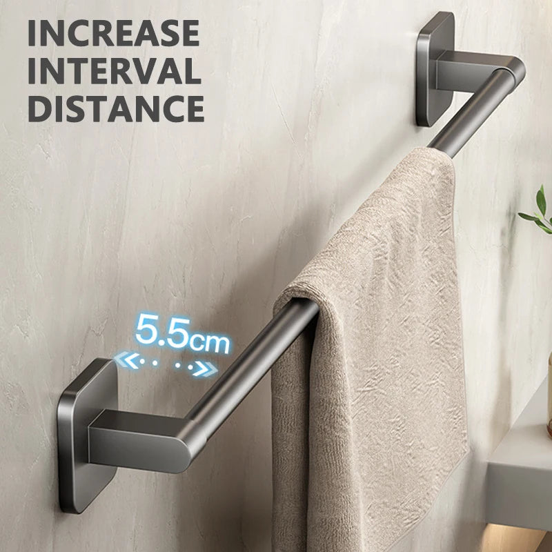 Towel Holder Space Aluminum No Drilling Bathroom Towel Organizers Self-adhesive Towel Bar Bathroom Shelves Hand Towel Bar